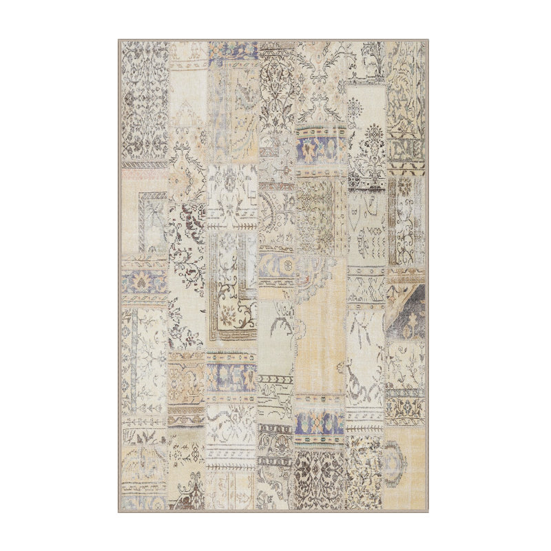 Tapis beige contemporain, Rectangle 5 pi x 7 pi