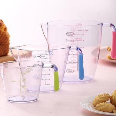 graduated measuring cylinder Set Of Three Thickened Plastic Measuring Cups For Home Kitchen Use Transparent With Clear Markings Available In 200ml 400ml And 900ml Sizes