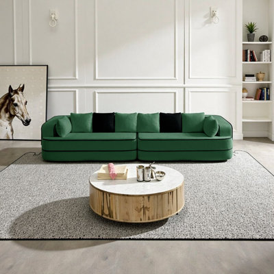 Cloud-Like 4-Seat Modular Sofa in Plush Teddy Velvet | No Assembly | Ergonomic Design & Fluffy Contours