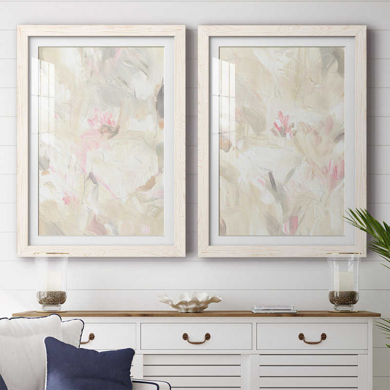«Soft Abstraction I», reproduction encadrée de qualité supérieure - prête à être accrochée, Blanc