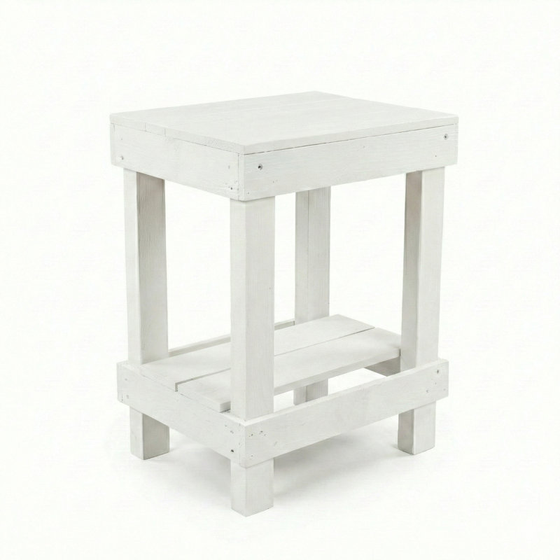 Juliana Solid Wood End Table, White, 23" H x 20" W x 13.5" D