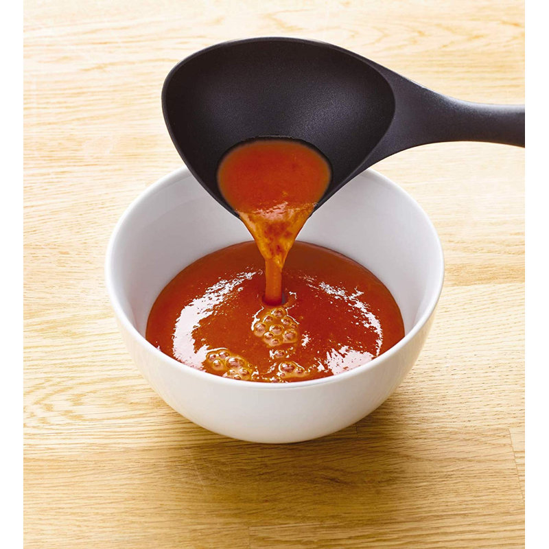 Zulay Kitchen Soup Ladle Spoon with Comfortable Grip - Cooking and Serving Spoon Black