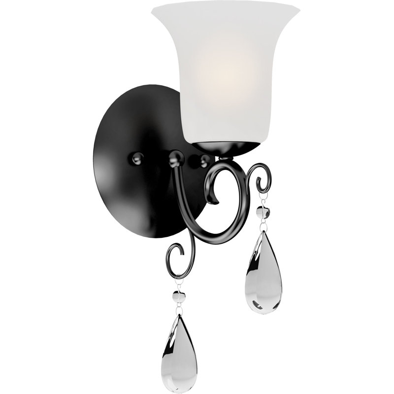 Applique murale ou applique murale à 1 lumière pour salle de bain en bronze avec abat-jour en verre givré Ava