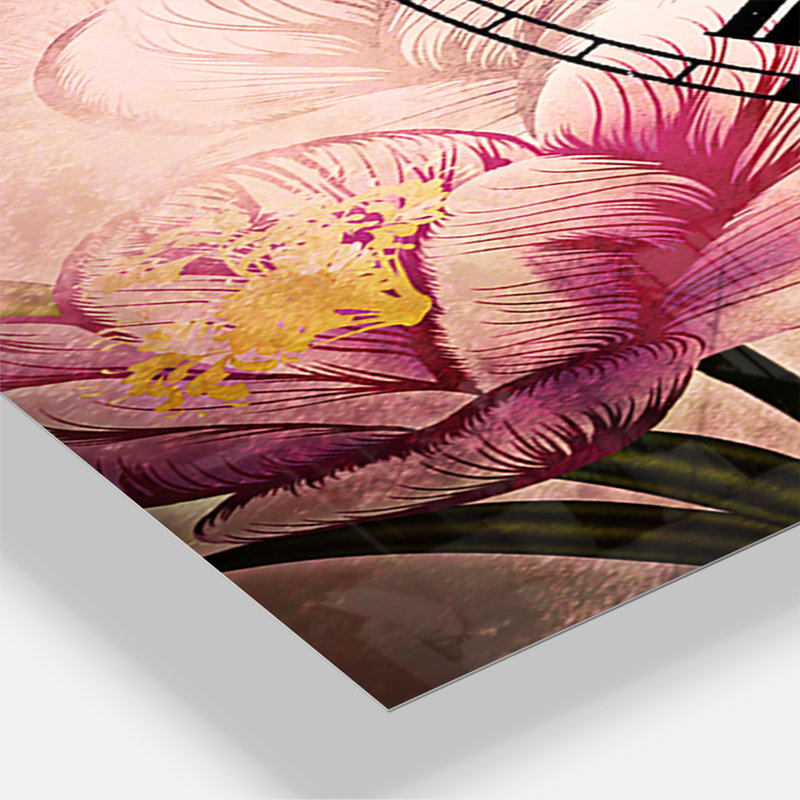 Fleurs mauves - horloge murale