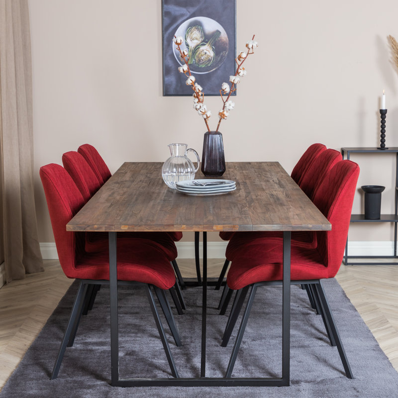 Cepero 6 - Person Dining Set, Red
