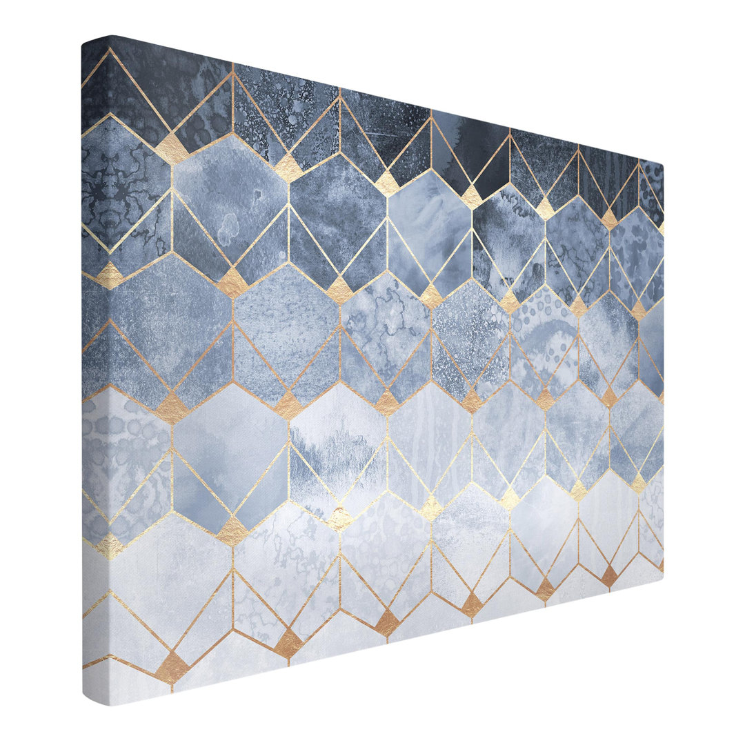 Leinwandbild Blaue Geometrie Goldenes Art Deco