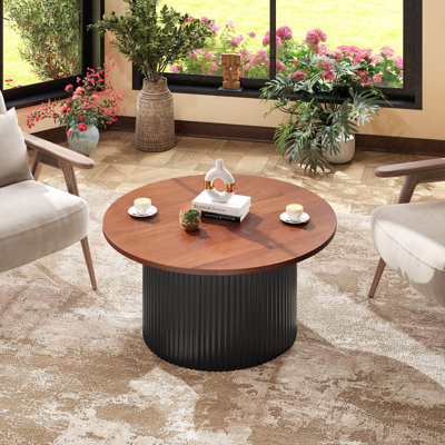 Table basse ronde 32 "avec table d'appoint et cadre en bois massif
