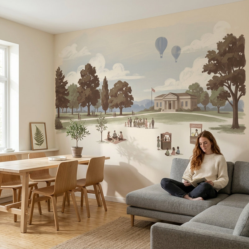 Illustration de papier peint Park, 120"x96", Peel and Stick