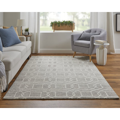 Tapis décoratif gris en laine/coton Touffeté à la main Haycraft