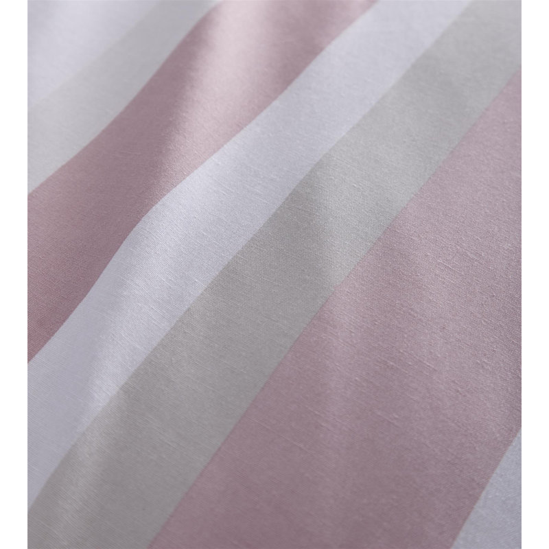 Wetumka Cotton Blend Striped Bedding with Pillowcases, Pink, Double Duvet Cover + 2 Standard Pillowcases
