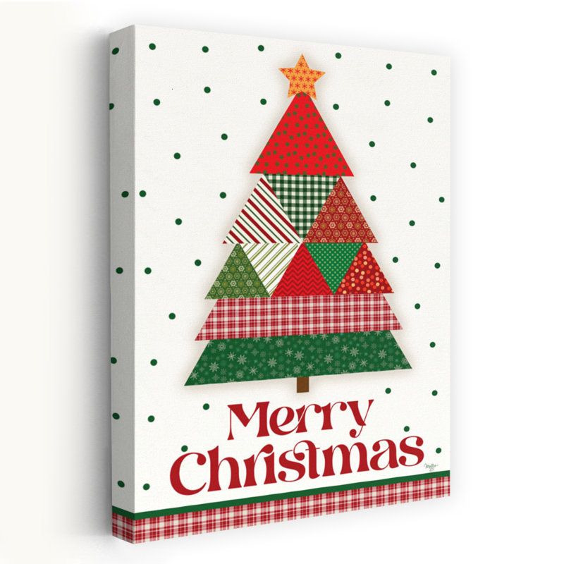 Courtepointe arbre de Noël - arbre de Noël contemporain avec motifs en tissu, H 24 po x l 16 po