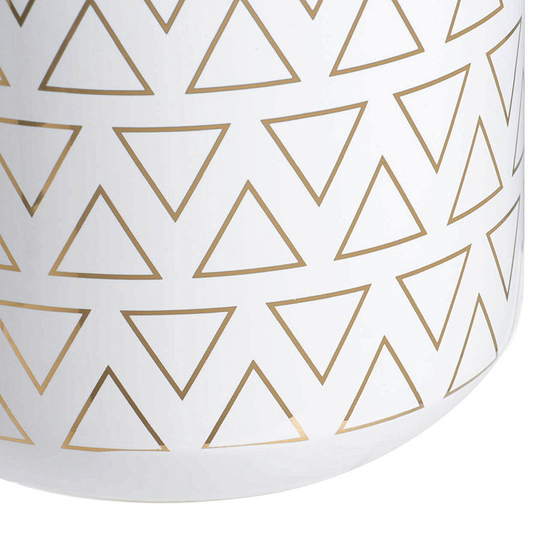 D5.9X7.9 "Vase rond blanc / or