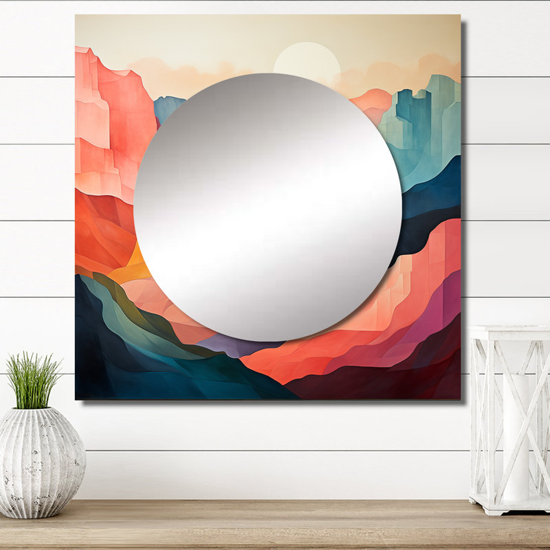 Sakas - art mural miroir de salon abstrait, 23 po x 23 po