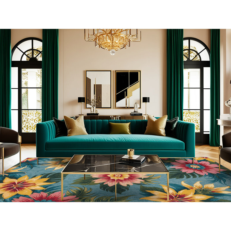  Tapis hawaïen lavable Flower Brights, Rond 6 pi