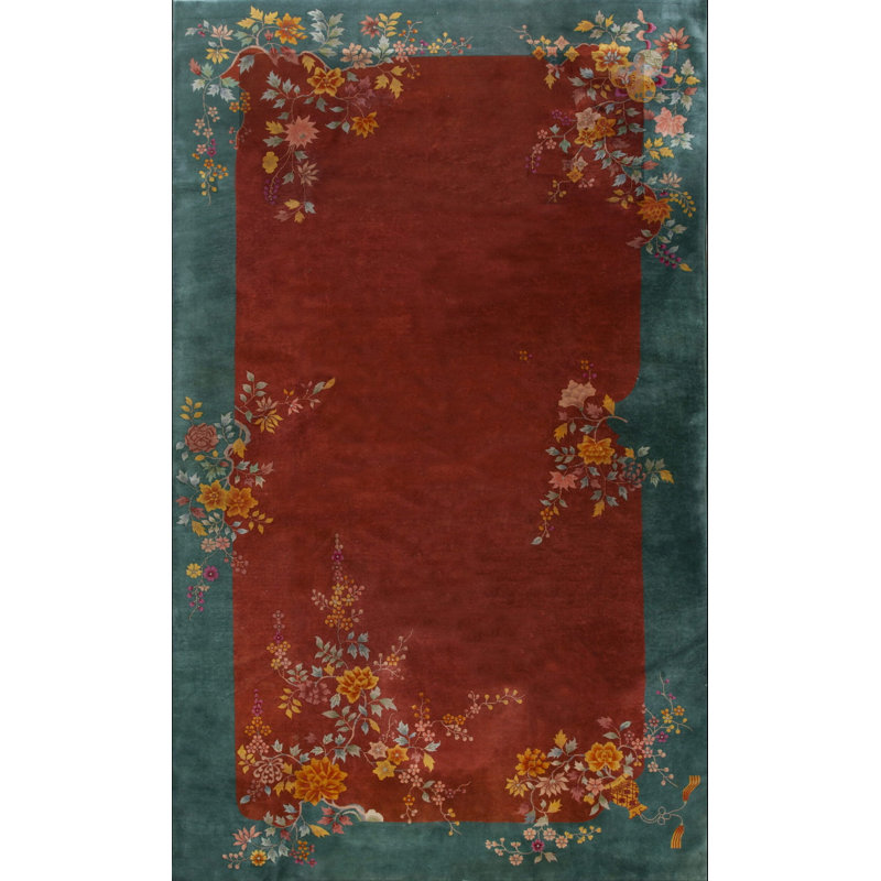 Tapis rectangulaire en laine noué à la main style art déco des années 1920 en laine