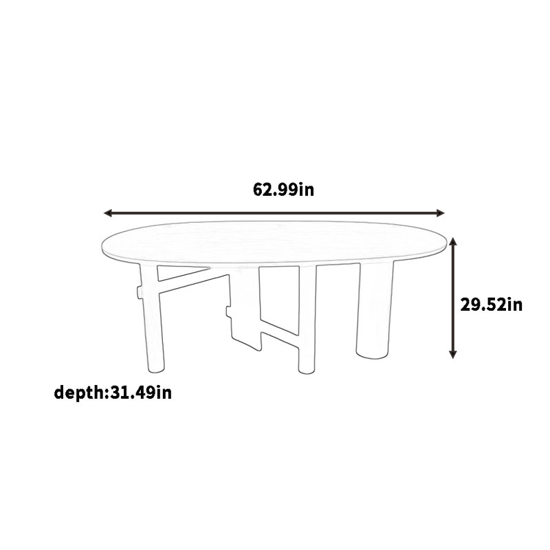 Table de salle à manger ovale | Sécuritaire, robuste et élégant, H 29,52 po x L 62,99 po x l 31,49 po