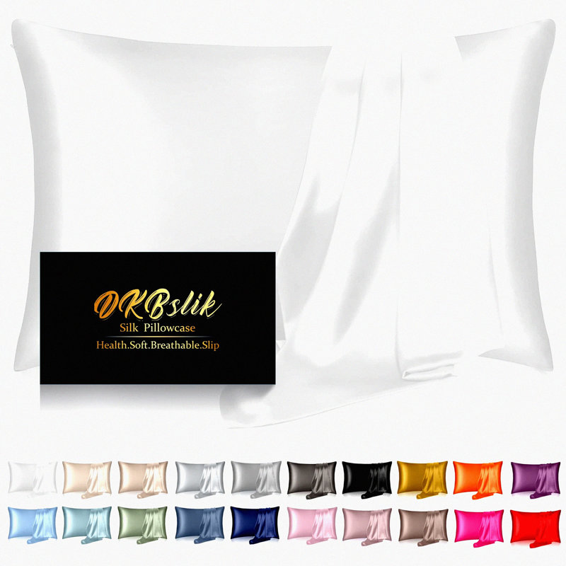 CoolSilk Haircare Pillowcase - Mulberry Silk Pillow Cases with Hidden Zipper. Soft Cooling Sleep on Both Sides. Natural Silk Cover. White. Great Gift!