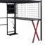Lit mezzanine double en métal avec poste de travail intégré, garde-robe, escalier de rangement et DEL, noir (heure d’arrivée prévue: 8,18)