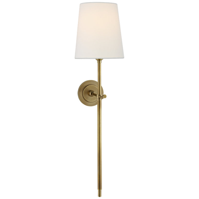 Thomas O'Brien Bryant Large Tail Sconce, Hand-Rubbed Antique Brass, Fabric
