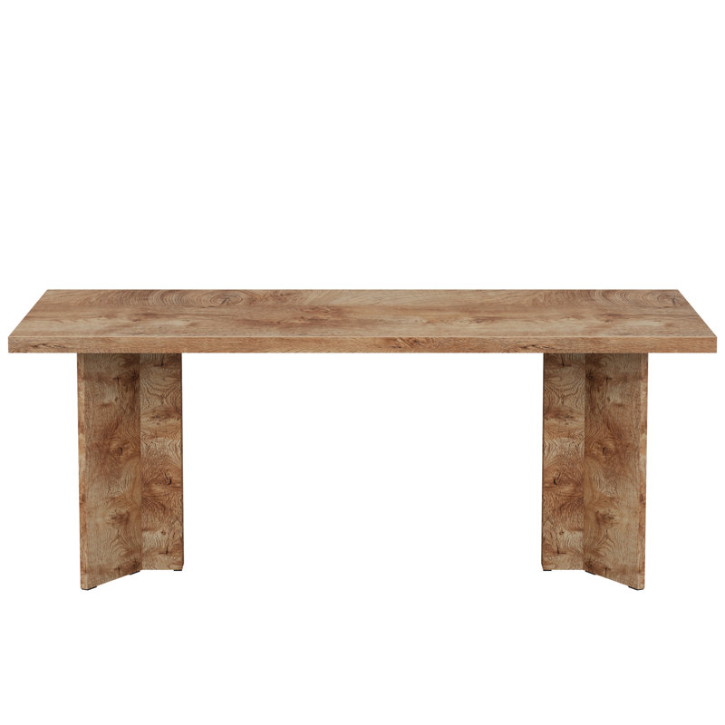 Table de salle à manger de style campagnard 63 po pour 4 à 6 personnes - Table de cuisine rectangulaire rustique en bois avec plateau épais (table unique, sans chaise)