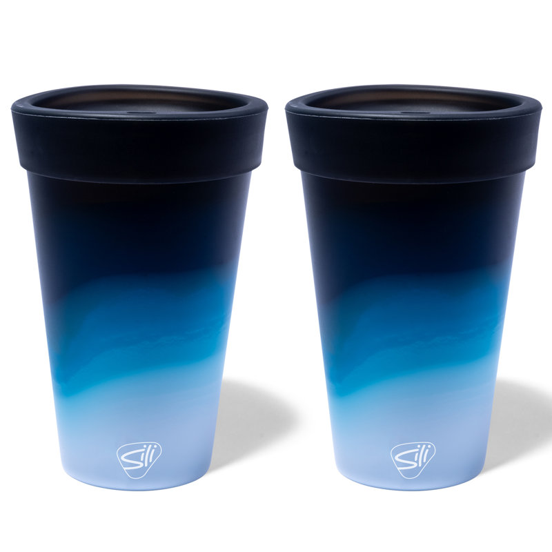 Silipint: Silicone 16oz Coffee Tumblers: 2 Pack Moon Beam - Unbreakable Cups