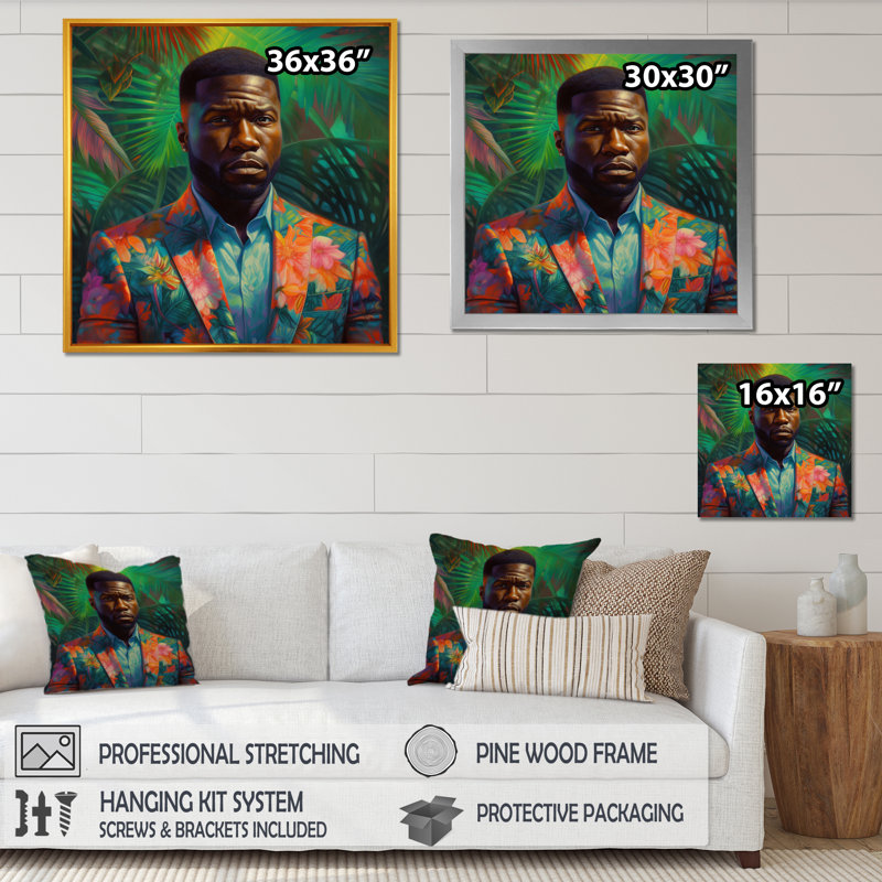 50 Cent Miami Vibes - Imprimé, Cadre simple noir, H 16 po x l 16 po x P 1 po