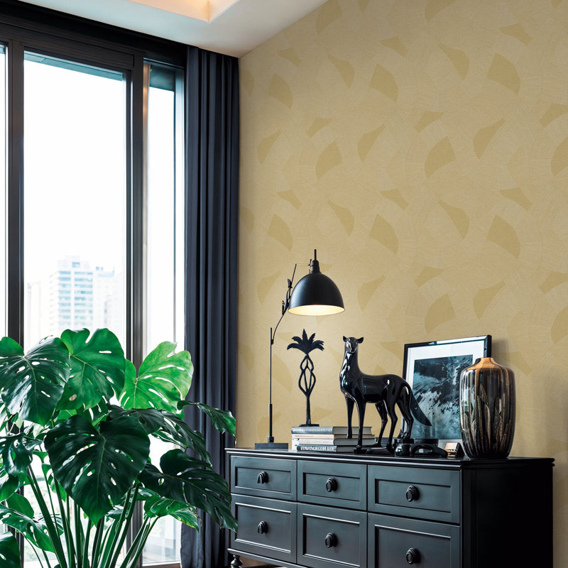 Havana 2 Collection Abstract Geometric Wallpaper Roll, Yellow