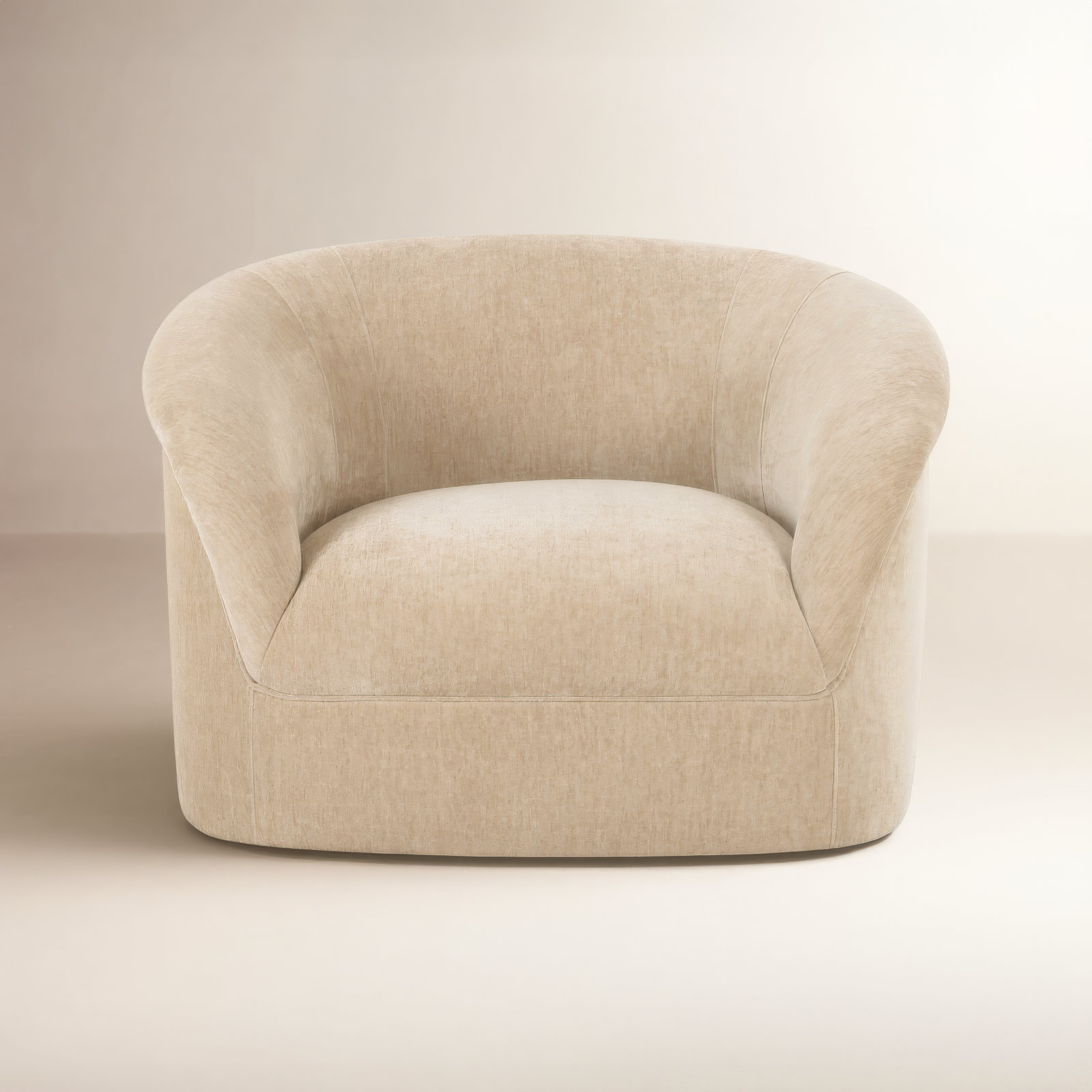 Arthur Velvet Upholstered Armchair, Beige Performance Chenille