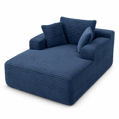 Chaise longue d'intérieur surdimensionnée avec 3 coussins de soutien, larges accoudoirs rembourrés, tissu velours côtelé doux de qualité supérieure, mousse haute densité indéformable