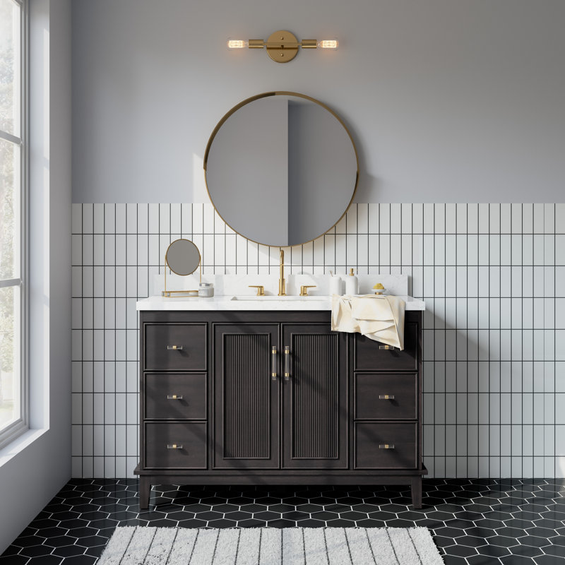Sianni 48" Single Bathroom Vanity With Quartz Top