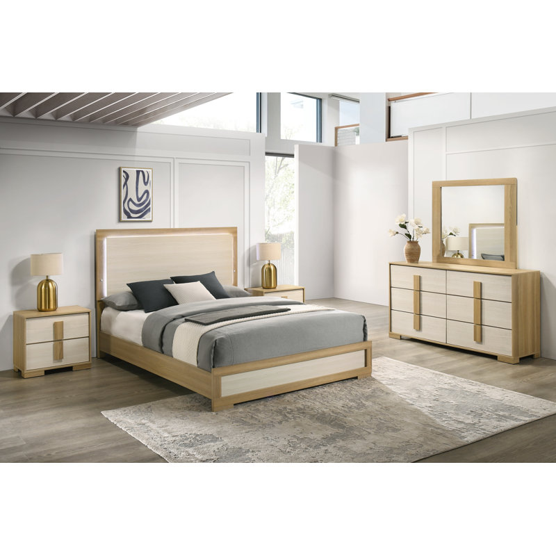 Ensemble de chambre à coucher moderne avec tête de lit Hodnett, Très grand