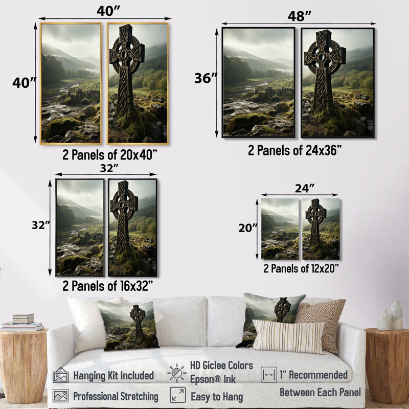 Irlande Celtic Harmony - impressions sur toile traditionnelles, H 40 po x l 40 po, Crème, crème