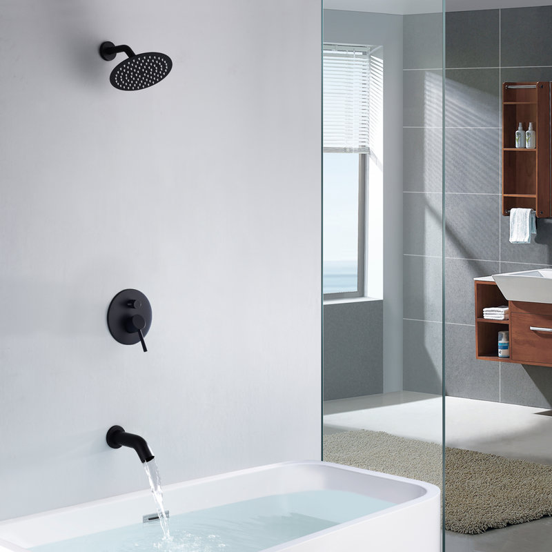 Complete Shower System with Rough in-Valve, Matte Black