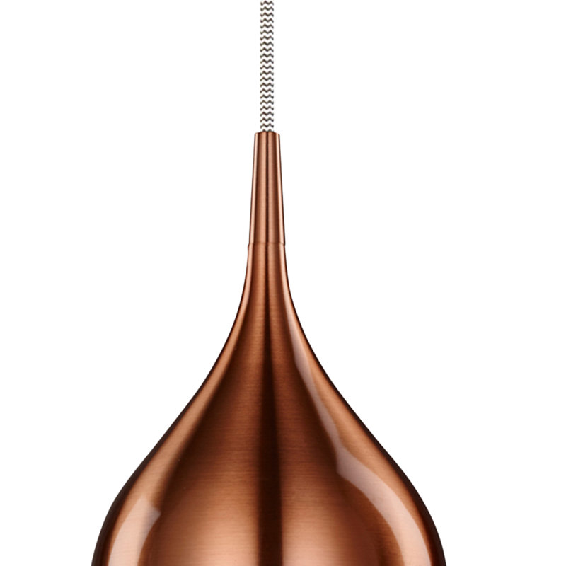 Luminaire suspendu en forme de dôme à 1 lumière, H 63 po x l 10,35 po x P 10,35 po, Cuivre