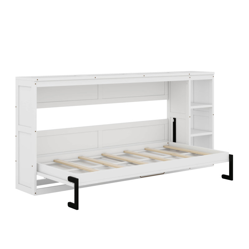 Twin Murphy Bed With Bookshelf, White