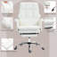 Fauteuil de bureau ergonomique en cuir de polyuréthane avec repose-pieds, fauteuil inclinable et pivotant HOMcom, blanc-2088399611