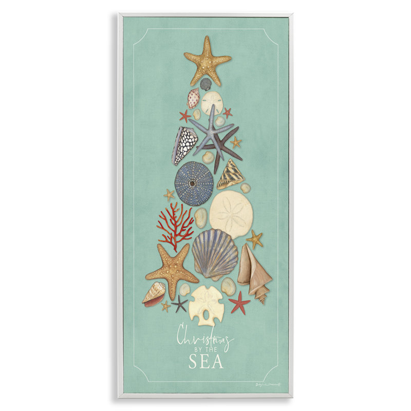 «Seashell Holiday», estampe numérique par Stephanie Workman Marrott, Giclée encadrée blanc bord de mer, H 24 po x l 10 po
