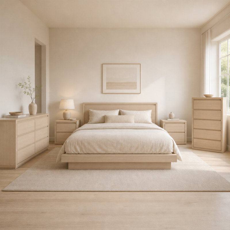 Dresser & Nightstand Set, Cream