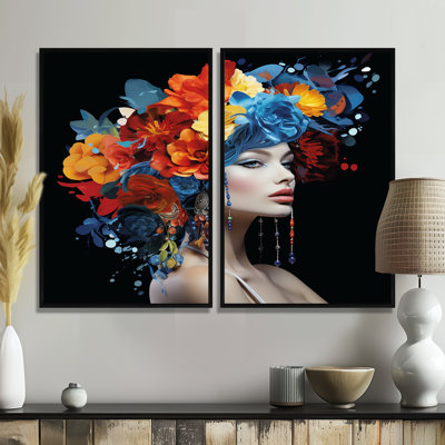 Urban Elegance Woman Crystal And Flower Hair III - Fashion Fashion Woman Canvas Prints 2 Pieces