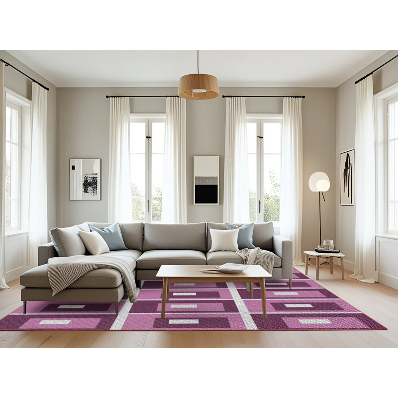 Tapis décoratif mauves géométriques mauves, Rectangle 8 pi x 12 pi
