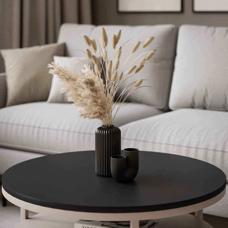 Amolika Coffee Table with Storage, Black Matt, Wood