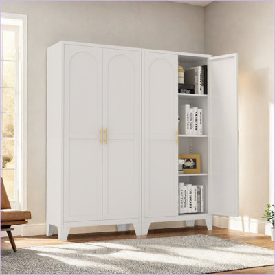 Armoires, armoire de rangement en métal à 2 portes 61 po avec tablettes réglables | Chambre moderne