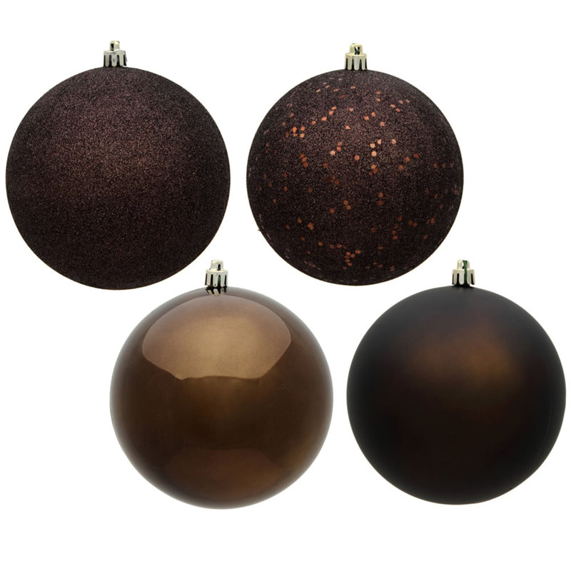 Holiday Décor Ball Ornament, 4" H x 4" W x 4" D, Chocolate
