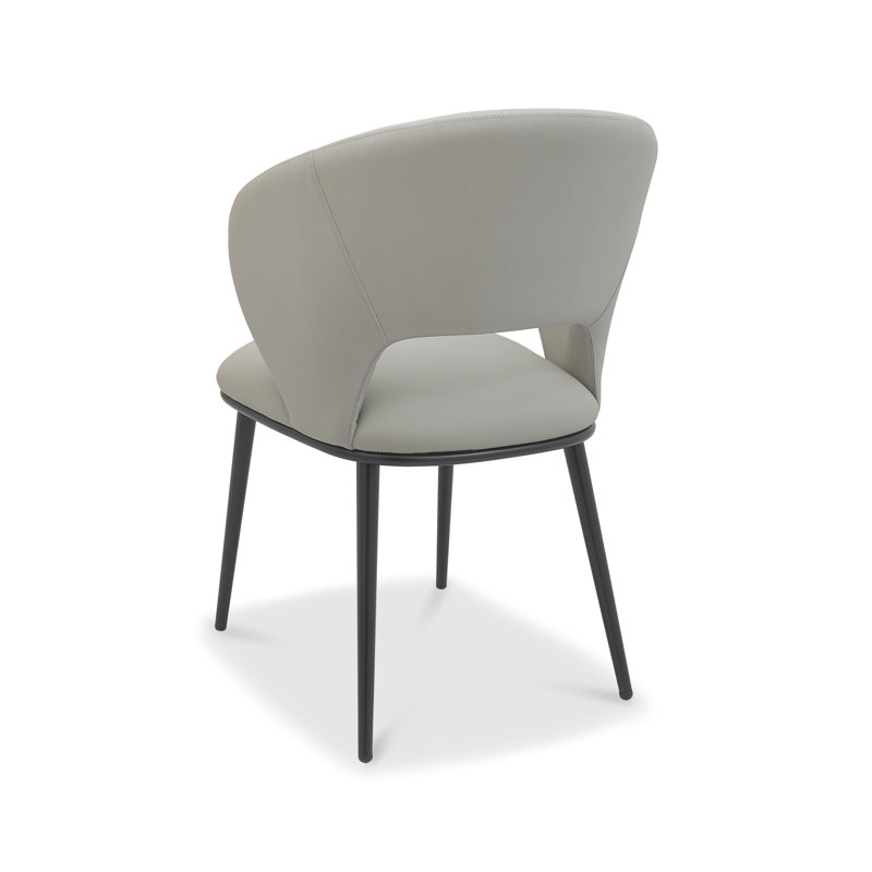 Anjelita UPHOLSTERED DINING CHAIR - BLACK SAND POWDER COATED LEGS (PAIR), Grey