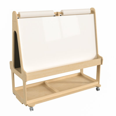 Centre d'art mobile en bois Bright Bright Beginnings pour 4 personnes avec tablette de rangement inférieure