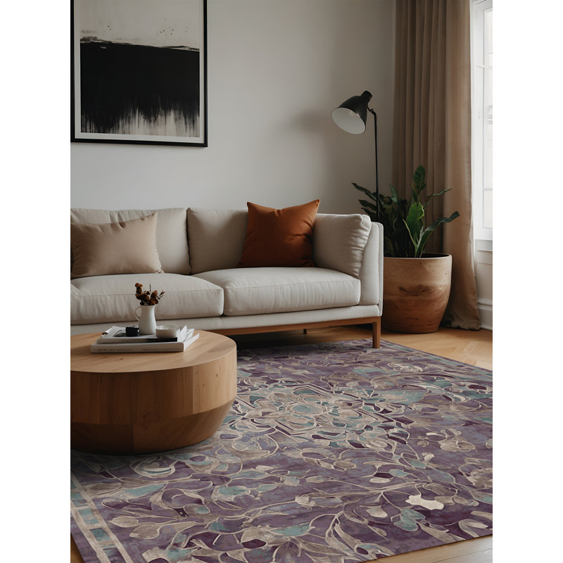 Machine Washable Gray Area Rug, Square 6'
