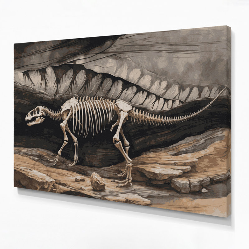 «Dinosaur Archeopteryx», art mural sur toile grise, H 20 po x l 24 po