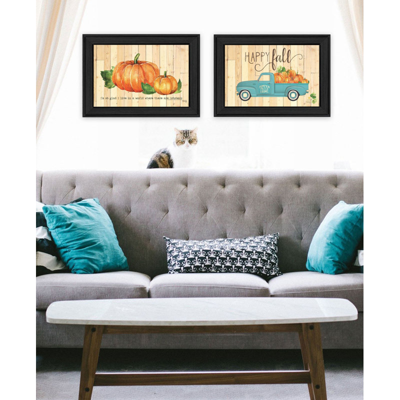 «Happy Fall-August Pumpkins» par August Grove®, art mural encadré pour le salon, reproduction d'art mural pour la maison, art mural de chambre à coucher par Marla Rea