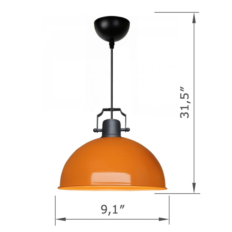 Luminaire suspendu en métal, Orange
