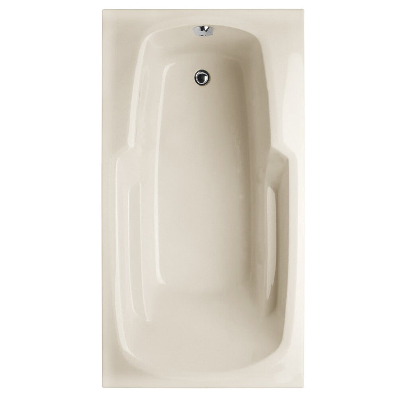 Solo 54'' L Soaking Bathtub, Biscuit, Polished Nickel